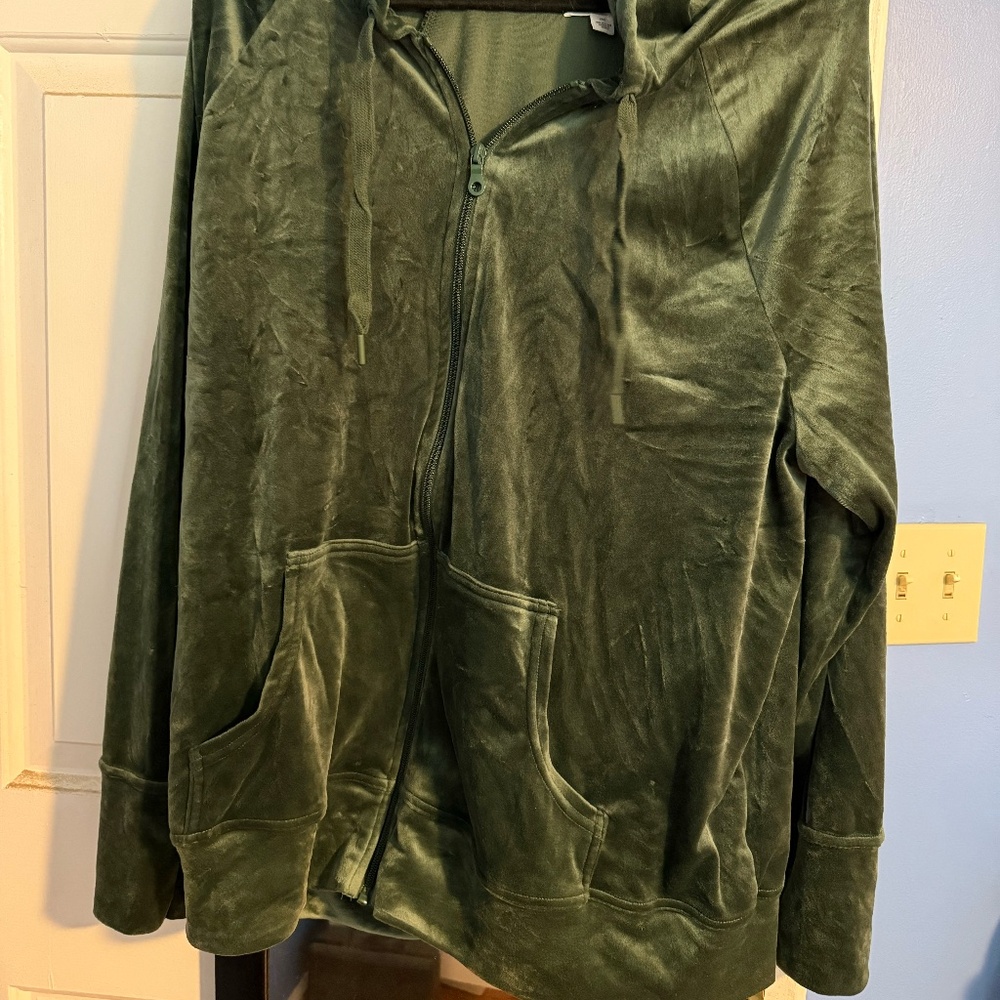 Offline by Aerie Green Velour After Party Oversized zip up hoodie
